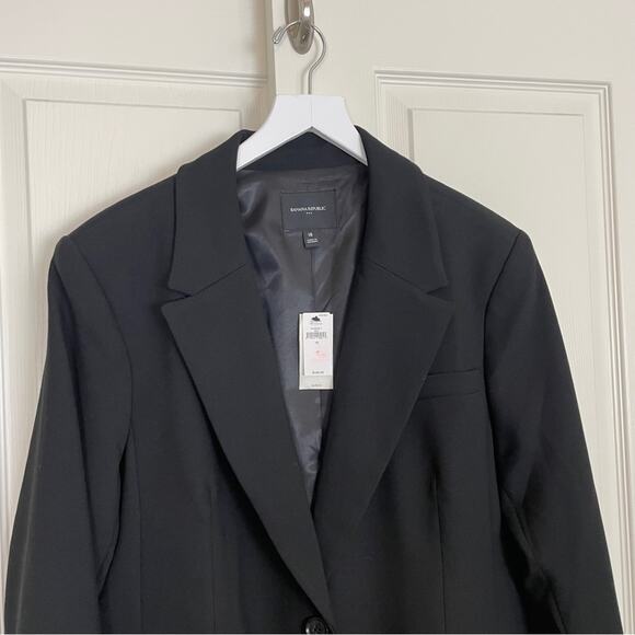 Banana Republic Factory Black Sculpted Stretch Blazer Lined NWT Sz 18 - Picture 3 of 9